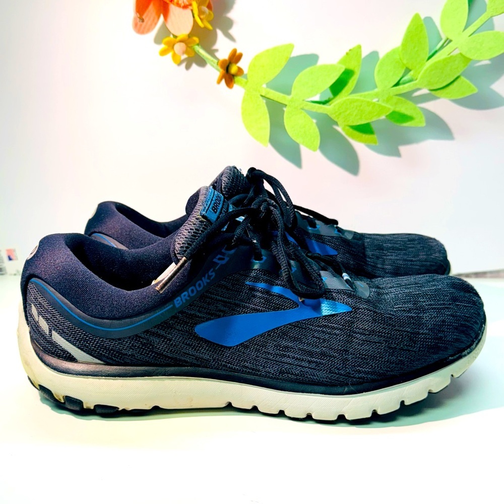 Brooks Mens Pureflow Running  Sneakers Black Gray Blue 1102751D011 Size 11.5
